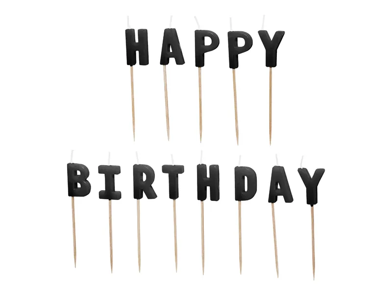13 Velas Aniversário Happy Birthday Preto