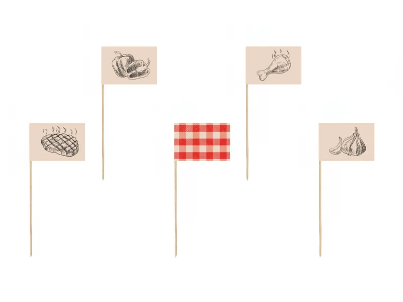 12 Decorações picks 15cm BBQ - Churrasco