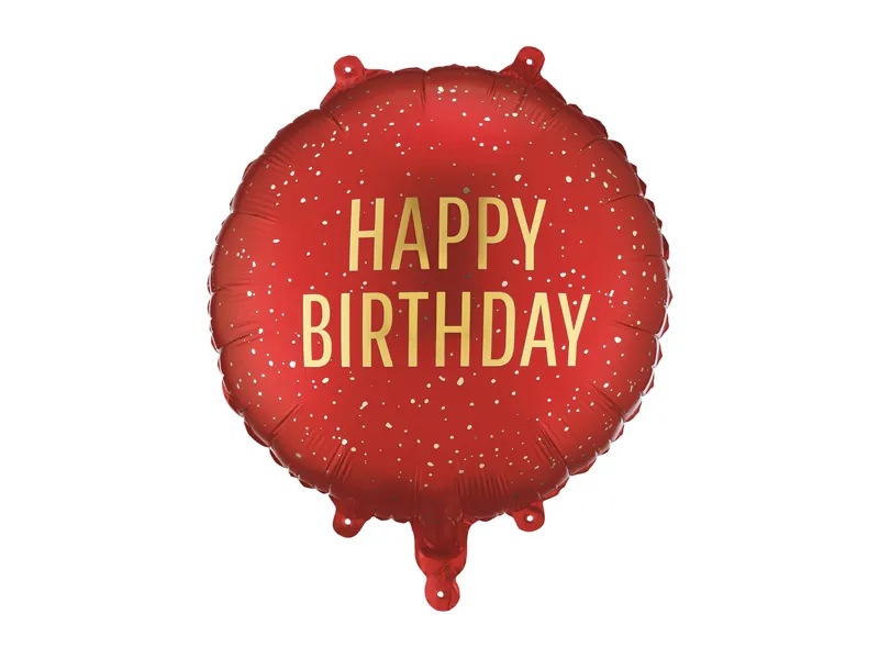 Balão Foil 35cm Happy Birthday Vermelho