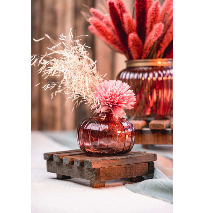 Vaso de Vidro 11x8,5cm Rosa