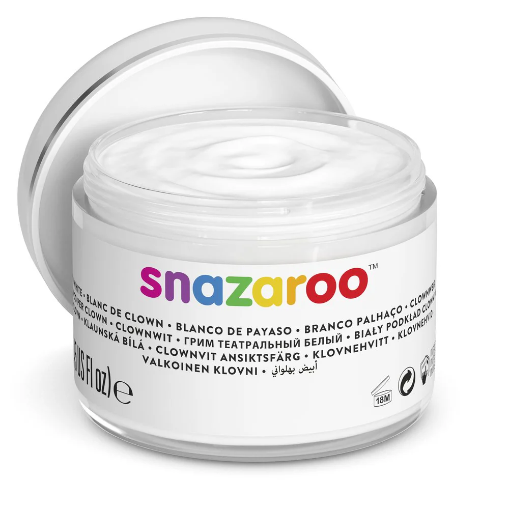 Tinta Facial Snazaroo 250ml Branca Palhaço