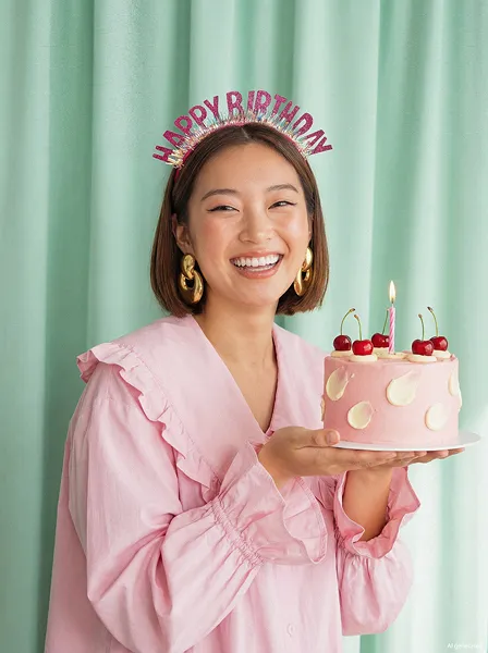 Bandolete Happy Birthday 18x18 cm, Rosa