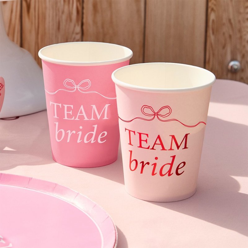 8 Copos 'Team Bride' Rosa