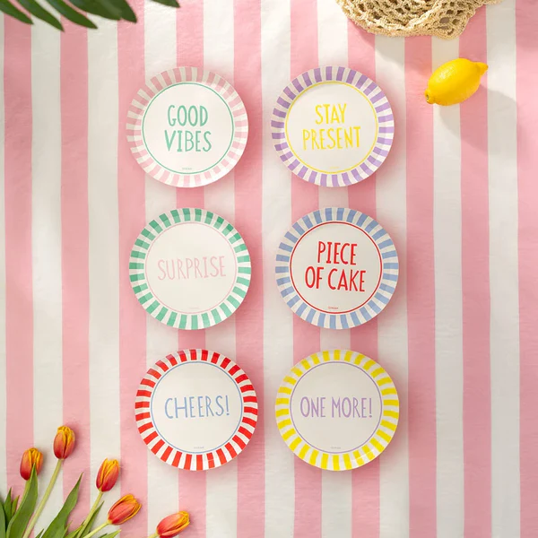 6 Pratos Papel 18cm Happy Vibes