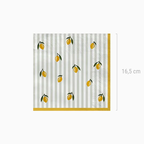16 Guardanapos 33cm Riscas Limões