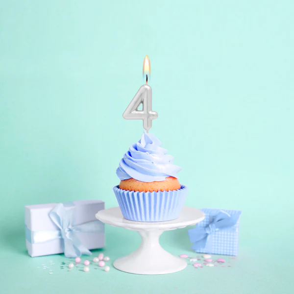Vela de Aniversário Prateado 6cm nº4