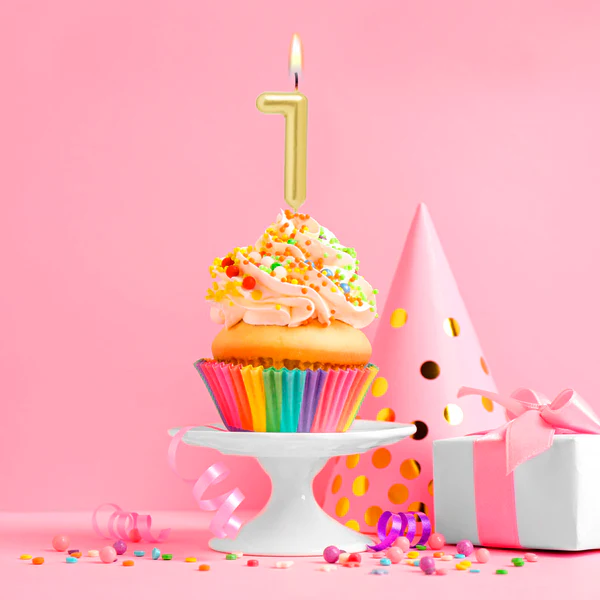 Vela de Aniversário Dourado 6cm nº1