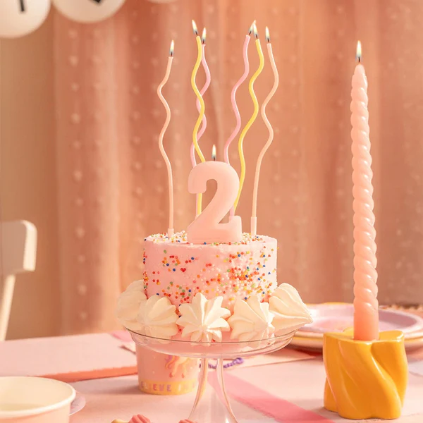 Vela de Aniversário Rosa Pastel 6cm nº2