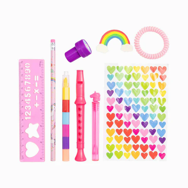 Pack 9 Brindes Papelaria Rosa