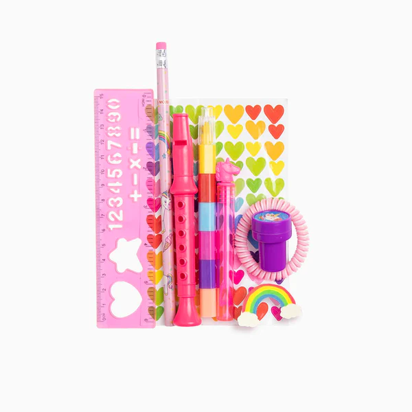 Pack 9 Brindes Papelaria Rosa