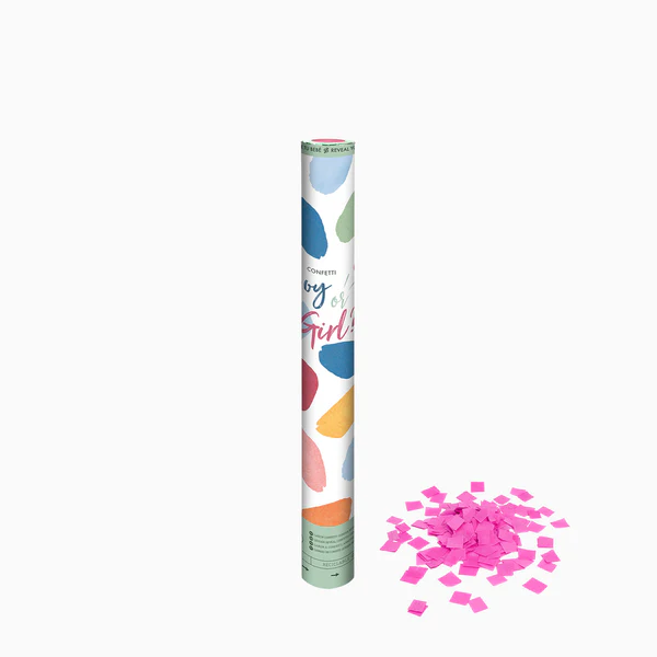 Canhão de confettis 50cm Revelação Sexo Rosa