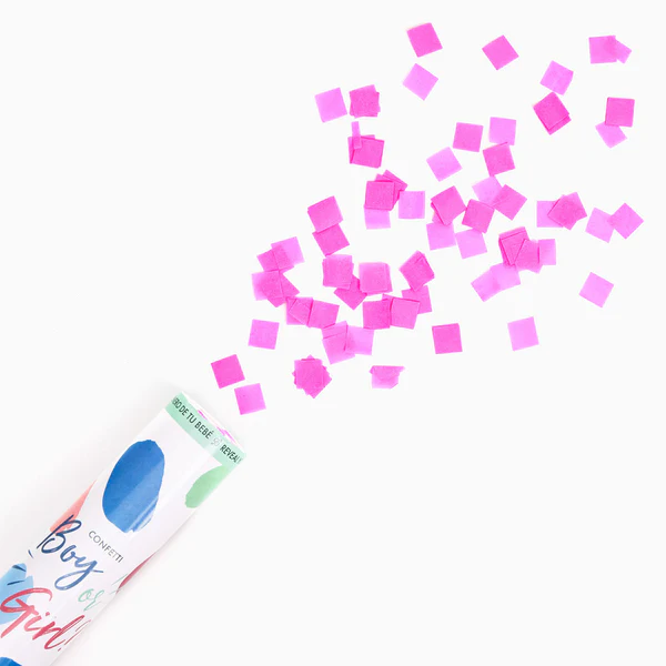 Canhão de confettis 50cm Revelação Sexo Rosa