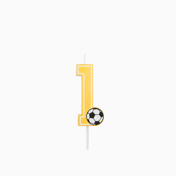 Vela de Aniversário Dourada 7,5cm Futebol nº1