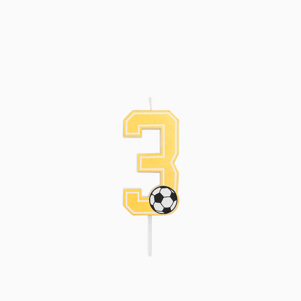 Vela de Aniversário Dourada 7,5cm Futebol nº3