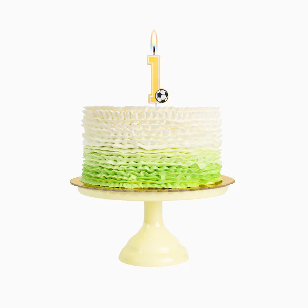Vela de Aniversário Dourada 7,5cm Futebol nº1