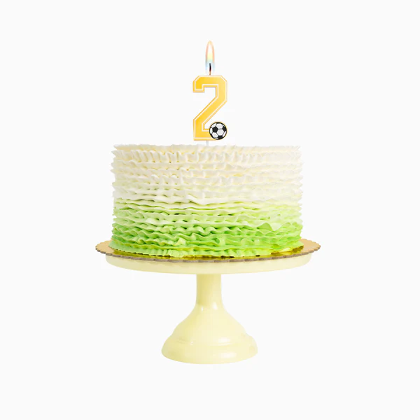 Vela de Aniversário Dourada 7,5cm Futebol nº2