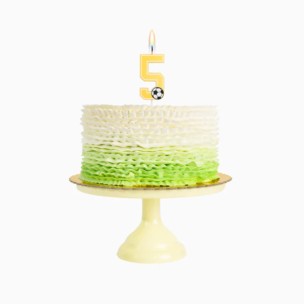 Vela de Aniversário Dourada 7,5cm Futebol nº5