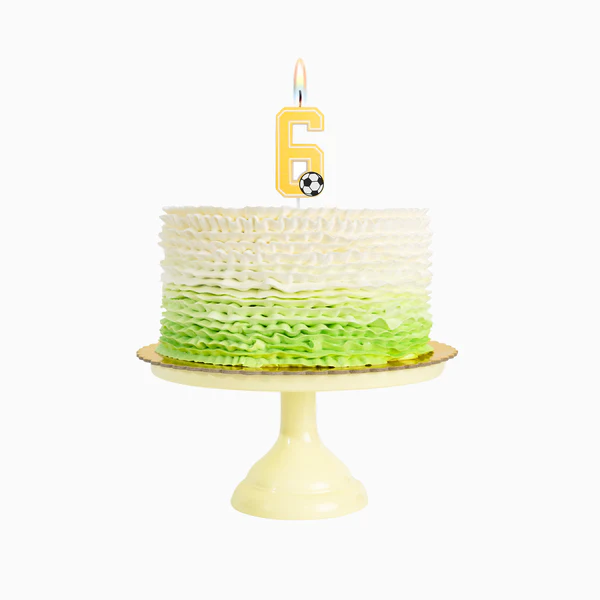 Vela de Aniversário Dourada 7,5cm Futebol nº6
