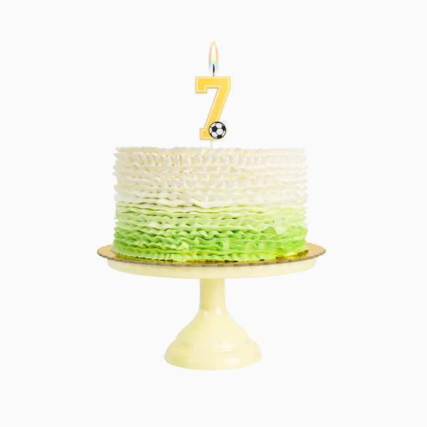 Vela de Aniversário Dourada 7,5cm Futebol nº7