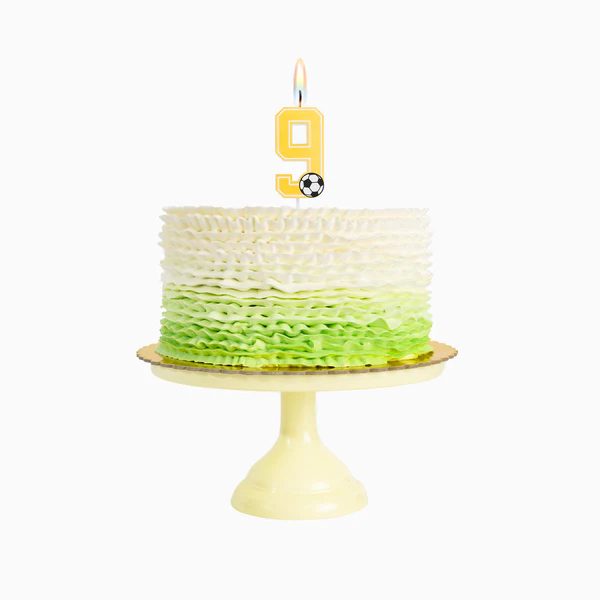Vela de Aniversário Dourada 7,5cm Futebol nº9