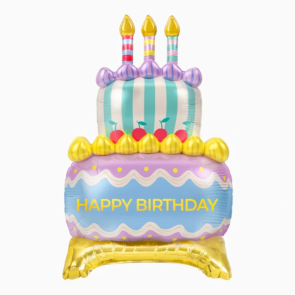 Balão Foil 90x60cm Bolo Happy Birthday