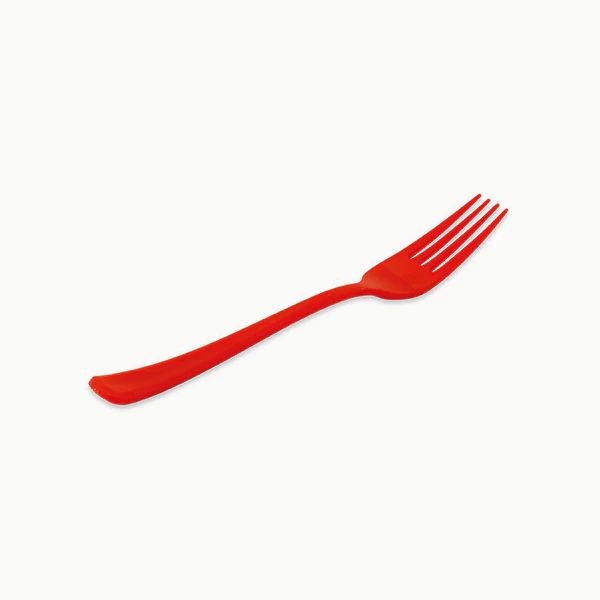 12 Garfos Plástico 18,5cm Vermelho