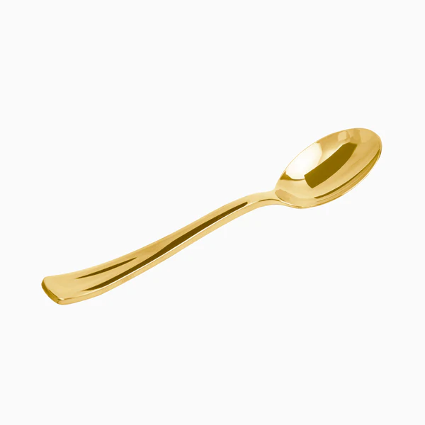 6 Colheres Plástico 17,5cm Dourado Metalizado