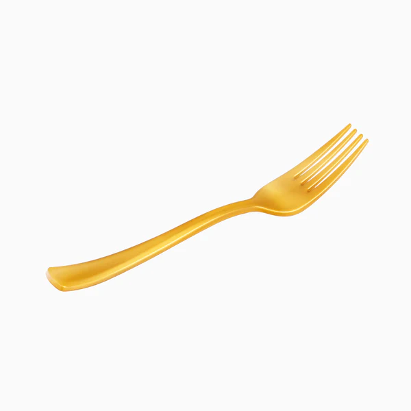 12 Garfos Plástico 18,5cm Dourado