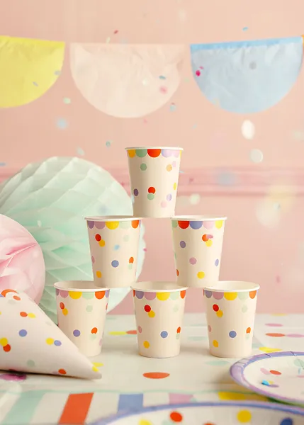 6 Copos 220ml Confetti Colorido