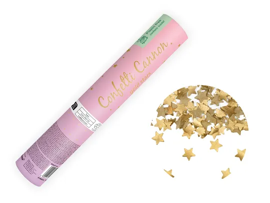Canhão de confettis 20cm Estrelas Douradas