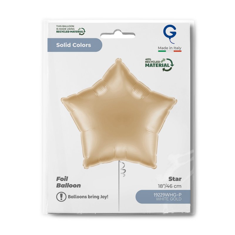 Balão Foil 18' Estrela White Gold - Dourado Branco