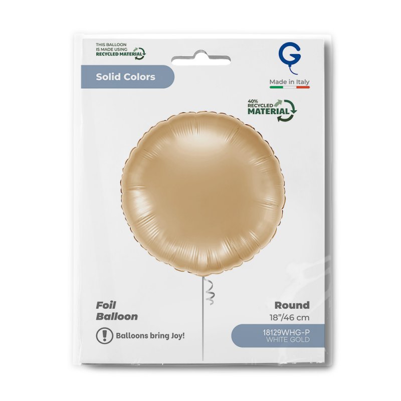 Balão Foil Redondo 18'' White Gold - Dourado Branco