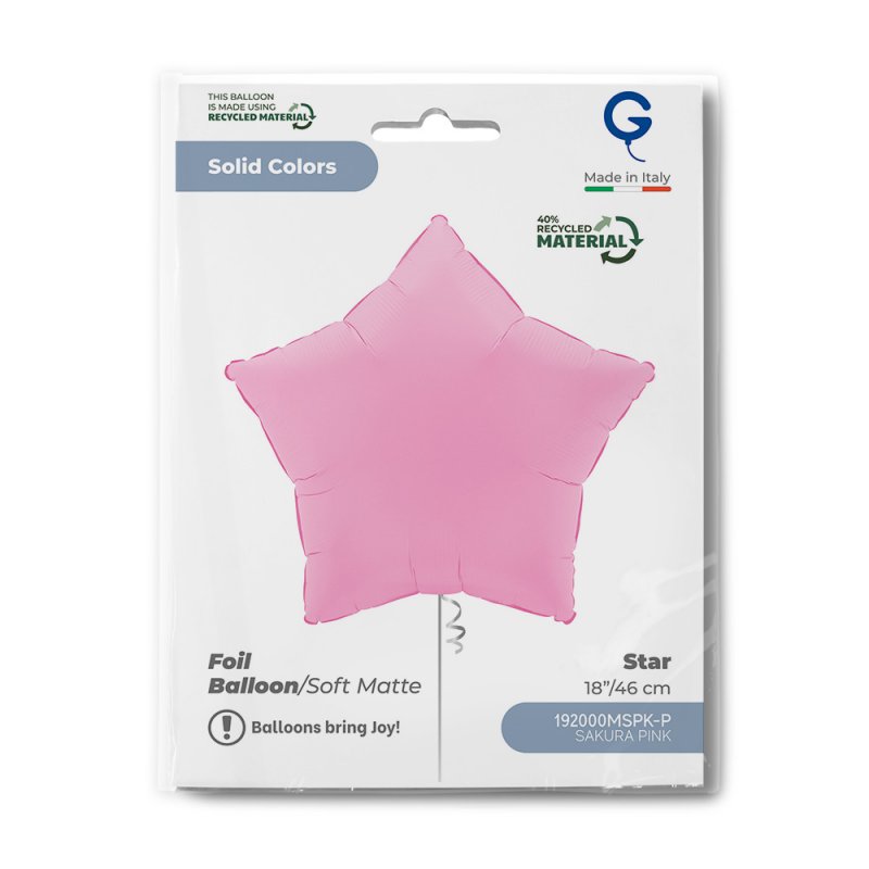 Balão Foil 18'' Estrela Soft Matte Sakura - Rosa Claro