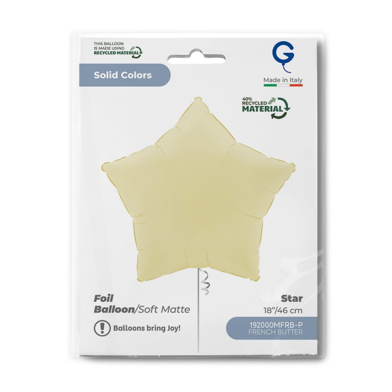 Balão Foil 18'' Estrela Soft Matte French Butter - Manteiga