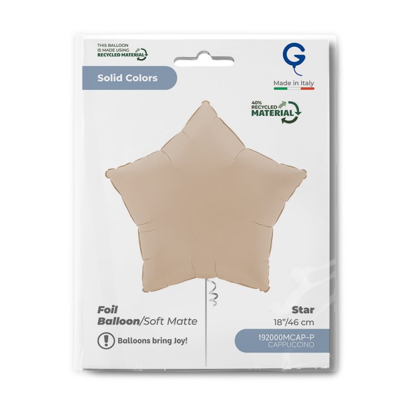 Balão Foil 18'' Estrela Soft Matte Cappuccino - Bege