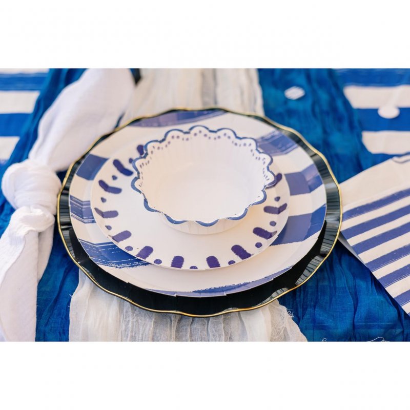 6 Pratos 18cm Mix&Match - Riscas Azuis