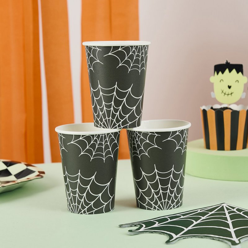8 Copos 250ml Teia de Aranha - Halloween