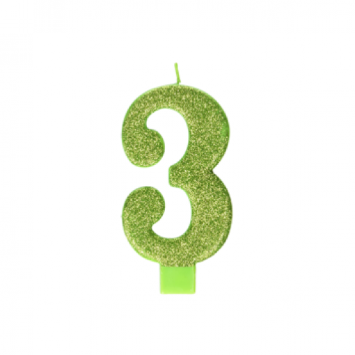Vela Aniversário 10cm nº3 Verde Lima