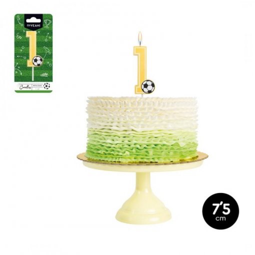 Vela de Aniversário Dourada 7,5cm Futebol nº1