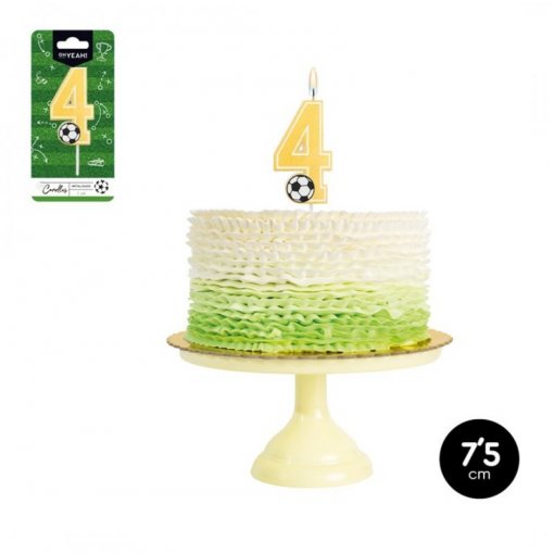 Vela de Aniversário Dourada 7,5cm Futebol nº4