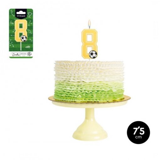 Vela de Aniversário Dourada 7,5cm Futebol nº8