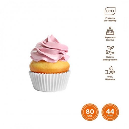 80 Formas de Cupcake 4,4x2,8cm Branco