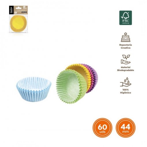 60 Formas de Cupcake 4,4x2,8cm Cor Sortida