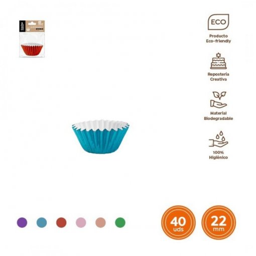 40 Formas de Cupcake 2,2x2cm Sortido Colorido Metalizado