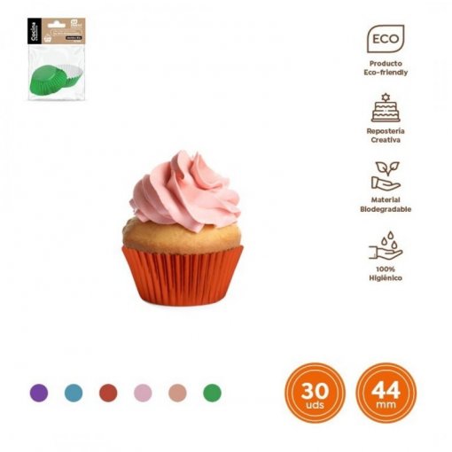 30 Formas de Cupcake 4,4x2,8cm Sortido Colorido Metalizado