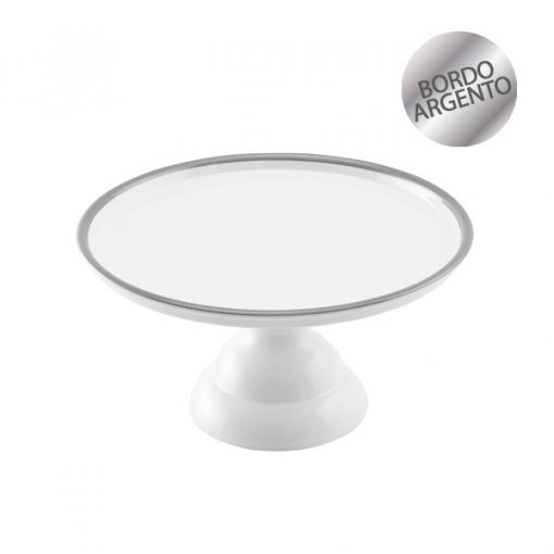 Cake Stand Melanina 23x12cm Branco & Prateado