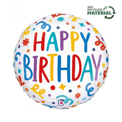 Balão Foil 46cm Happy Birthday Playful Streamers