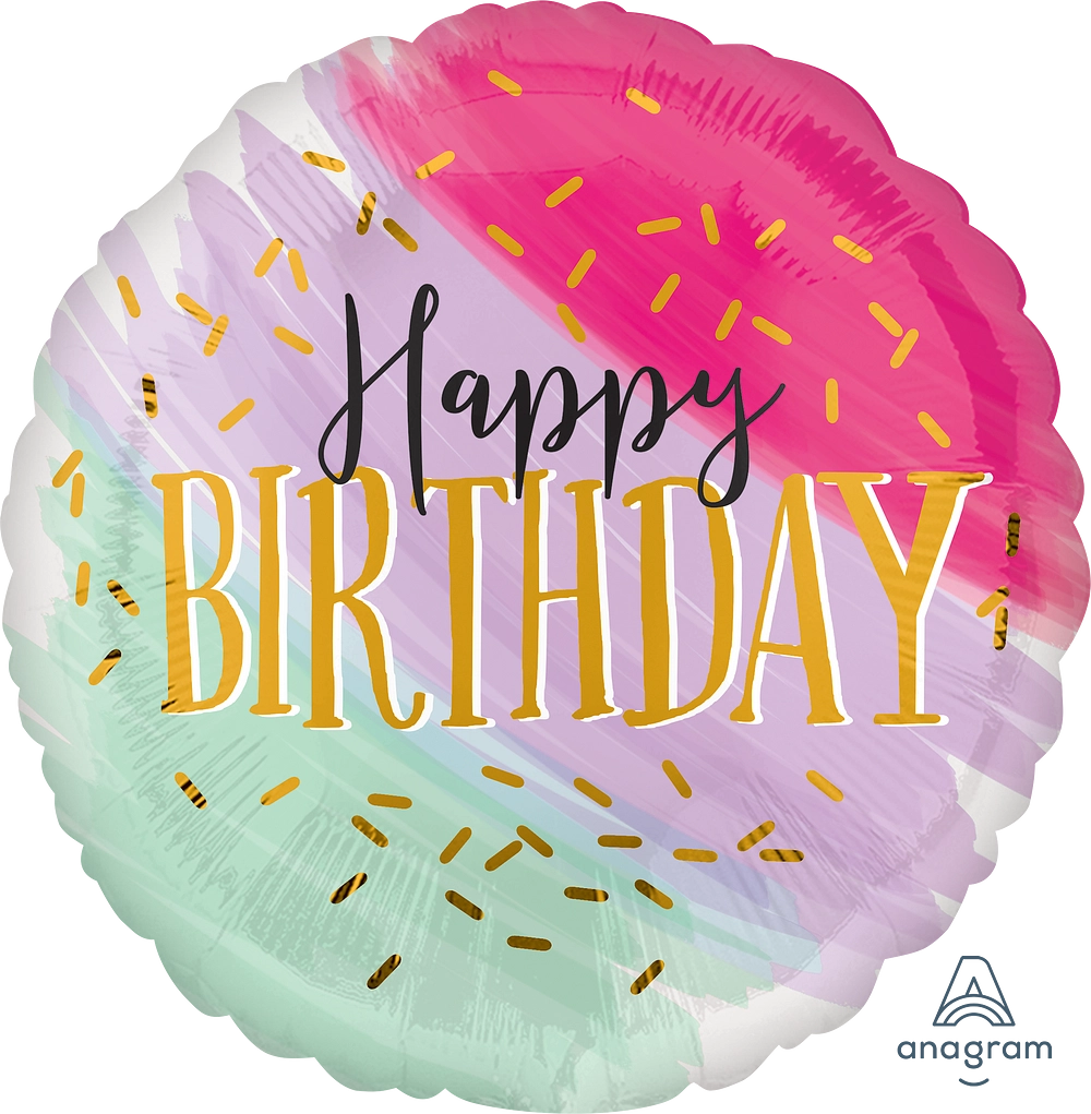 Balão Foil 43cm Watercolor Birthday