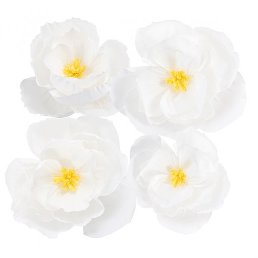 4 Flores de papel Brancas 25-35cm