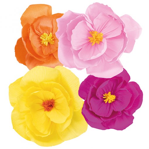 4 Flores de papel Multicor 25-35cm